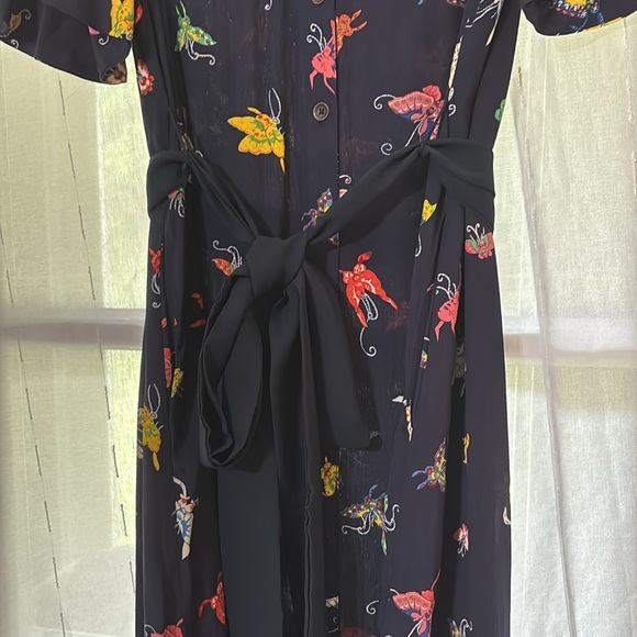 Anthropologie Midi Flutterby Navy Butterfly Dress- M - Picture 11 of 14
